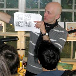 Illustrator Aljoscha Blau im Atelier Gute Gründe © kulturkind